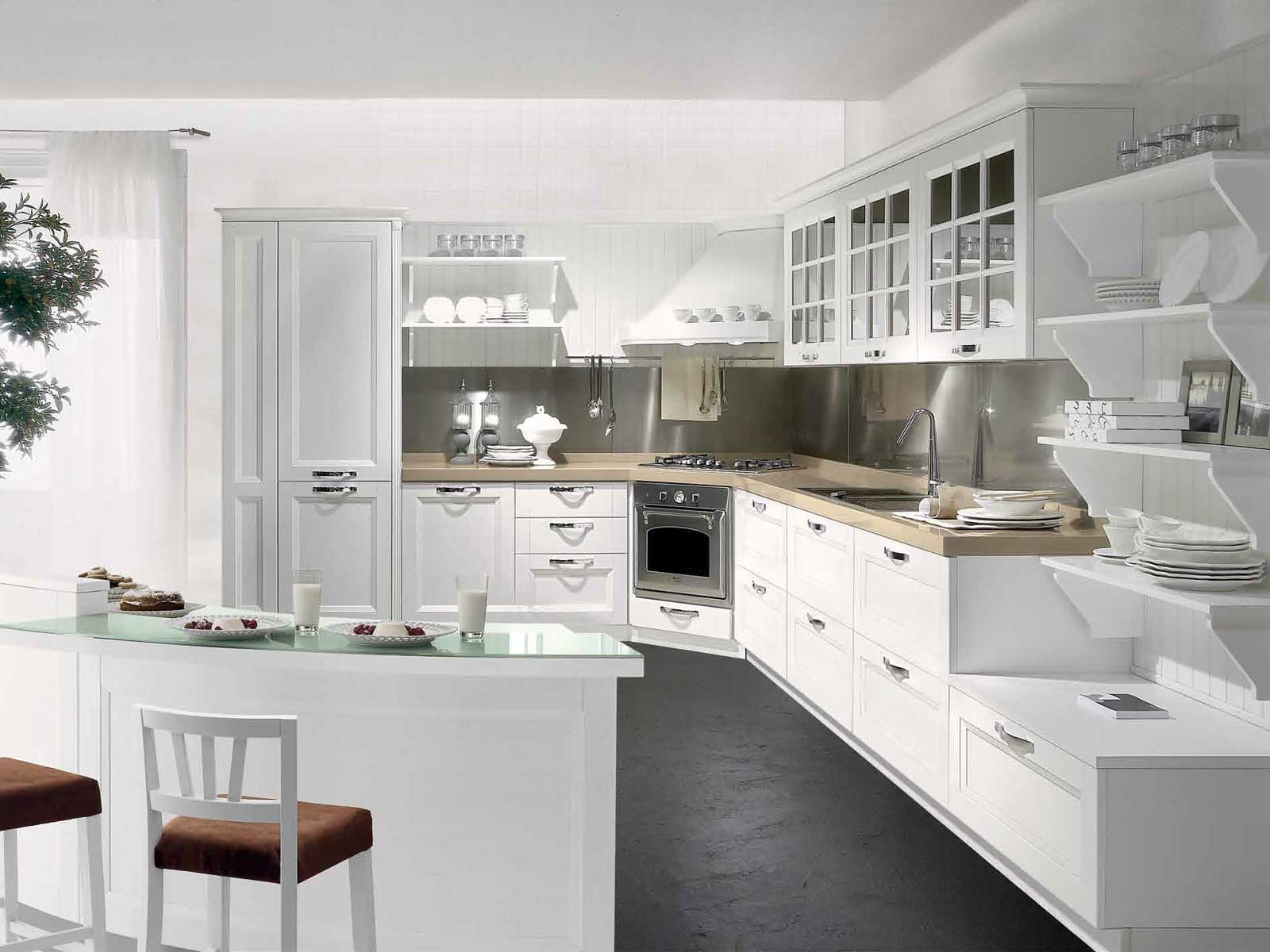 Кухня С Белым Гарнитуром Современный Дизайн