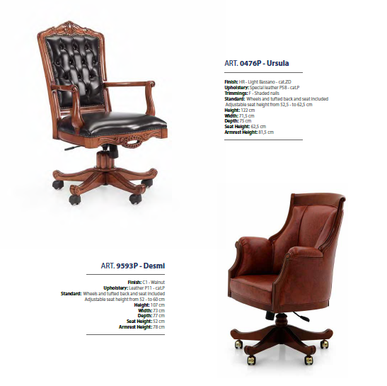 Итальянские классические кресла для кабинета фабрики SEVENSEDIE.