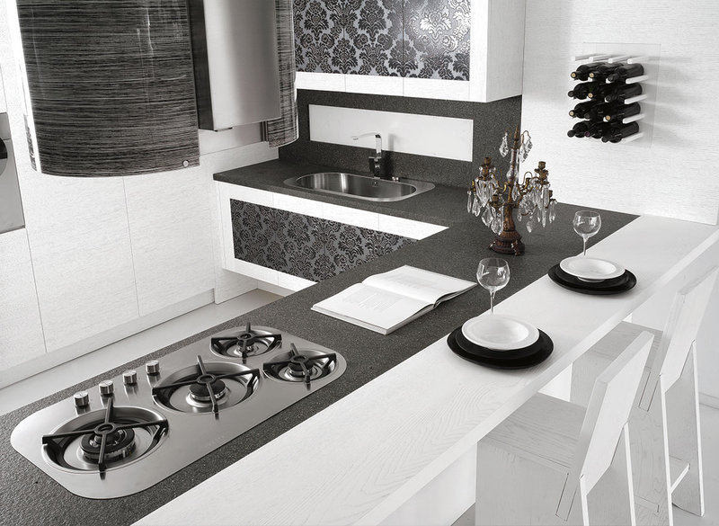 Итальянская кухня Bianco Frassinato фабрики MOD'Art Cucine