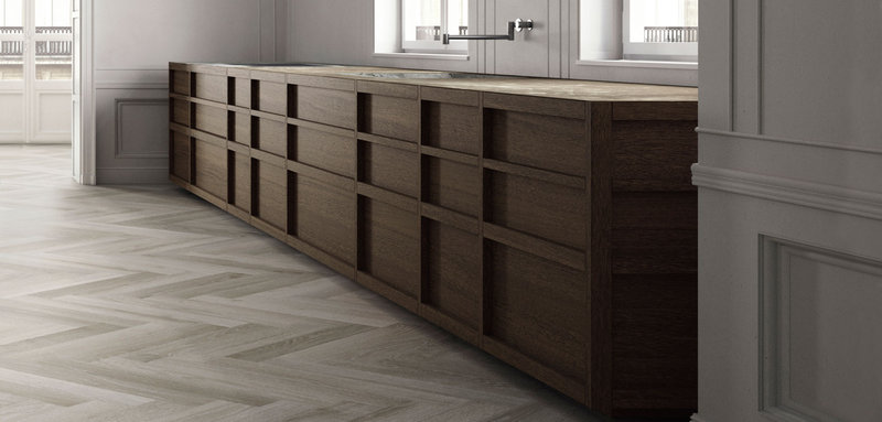 Итальянская кухня Hanami rovere fossile e versylis фабрики MINOTTI CUCINE