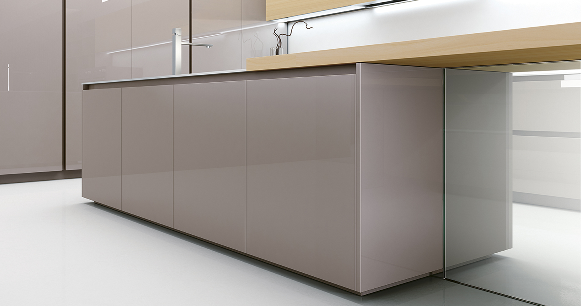 алюминиевый профиль для кухонной мебели с фасадами без ручек