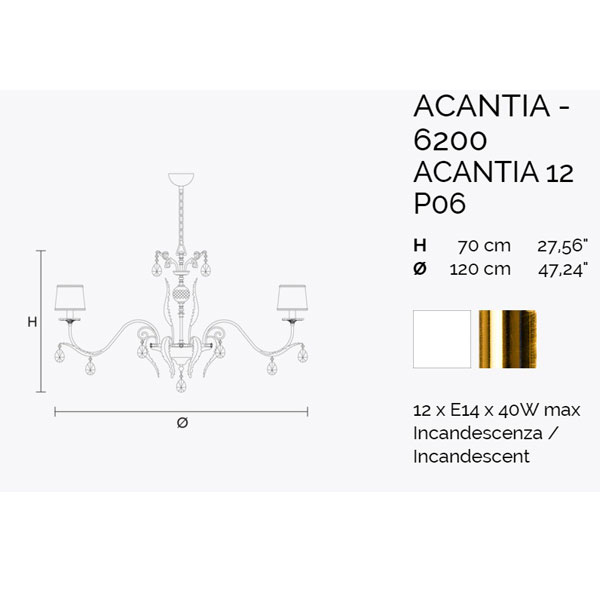 Итальянская люстра ACANTIA 12 BK-M фабрики MASIERO