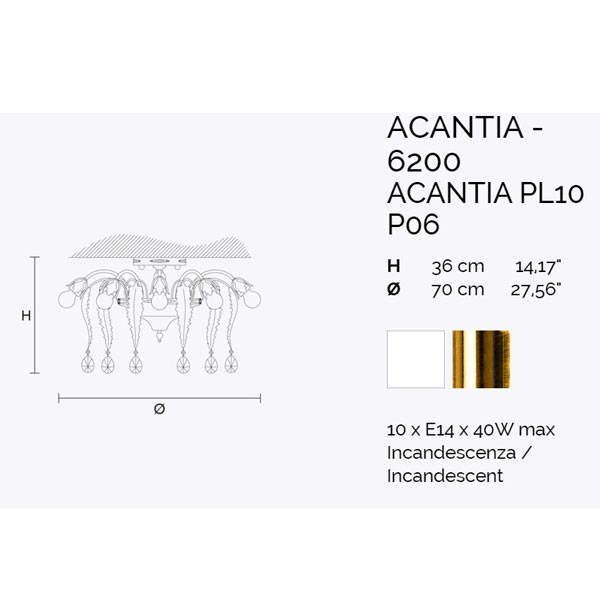 Итальянская люстра ACANTIA PL10 White фабрики MASIERO