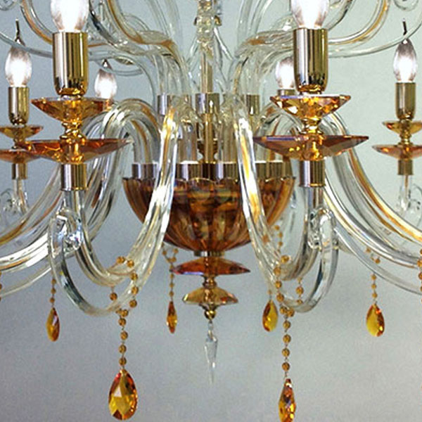 Итальянская люстра ALICANTE Amber lux L12+6/Gold фабрики EUROLUCE LAMPADARI