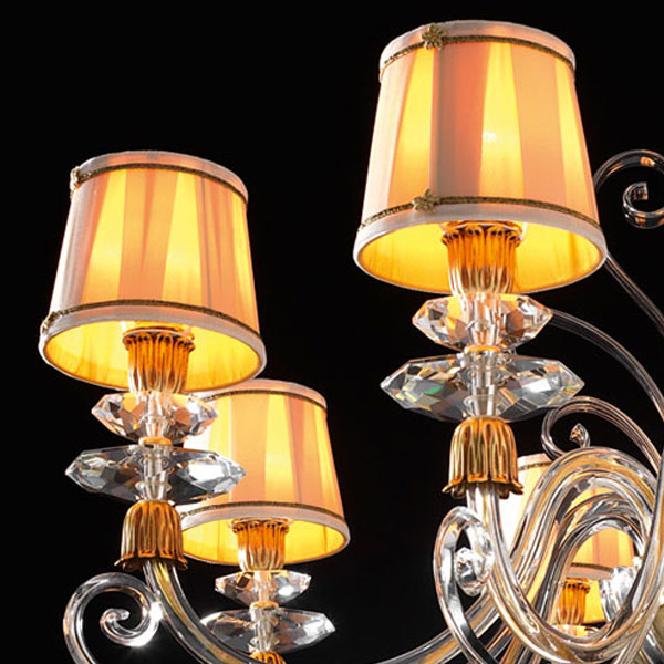 Итальянская люстра ALICANTE Satin shade L8/Gold фабрики EUROLUCE LAMPADARI