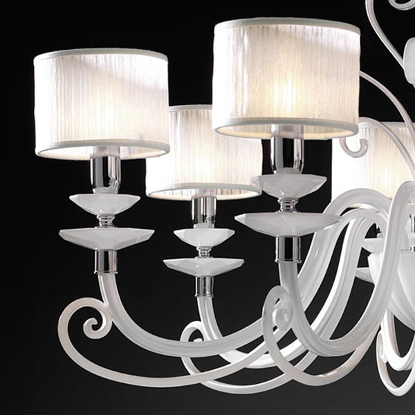 Итальянская люстра ALICANTE White shade L8 фабрики EUROLUCE LAMPADARI