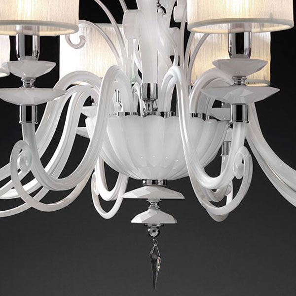 Итальянская люстра ALICANTE White shade L8 фабрики EUROLUCE LAMPADARI