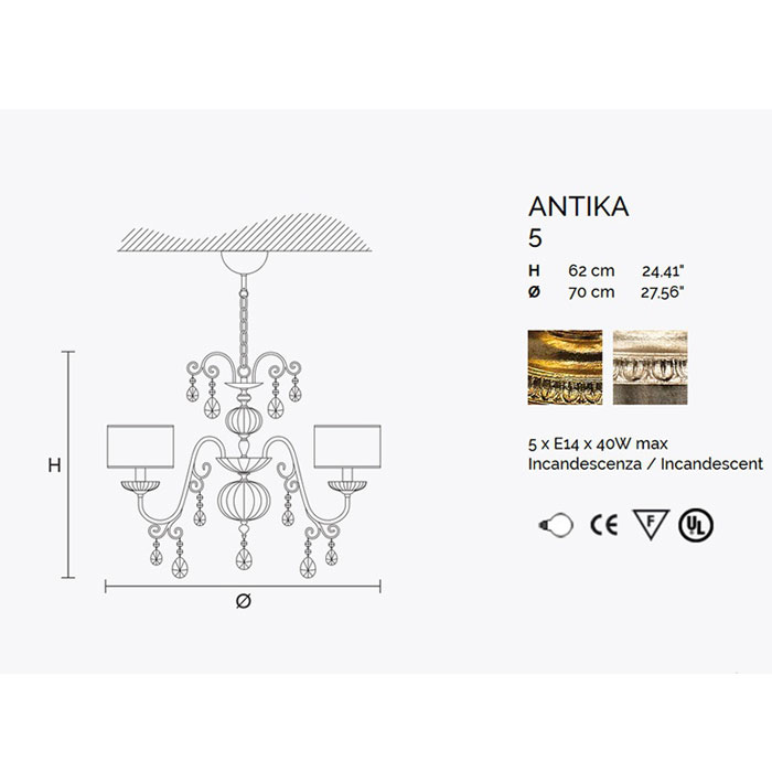 Итальянская люстра ANTIKA 5 фабрики MASIERO