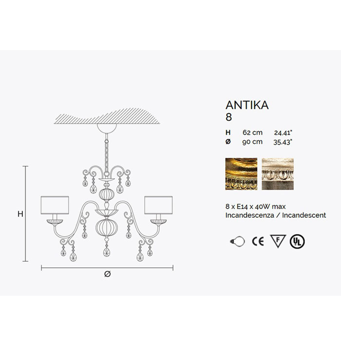 Итальянская люстра ANTIKA 8 фабрики MASIERO