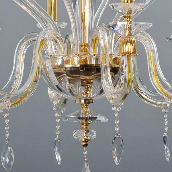 Итальянская люстра AURORA L8/Clear-Gold фабрики EUROLUCE LAMPADARI