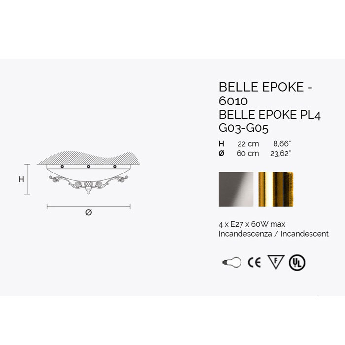 Итальянская люстра BELLE EPOKE PL4 фабрики MASIERO