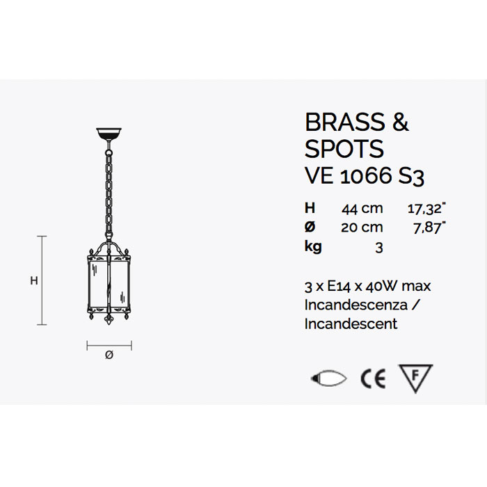 Итальянская люстра BRASS&SPOTS 1066/S3 фабрики MASIERO