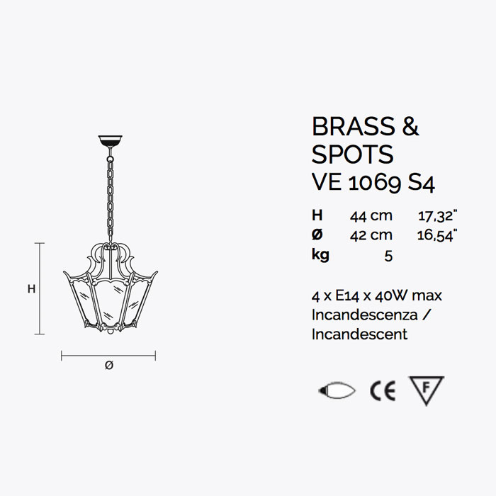 Итальянская люстра BRASS&SPOTS 1069/S4 фабрики MASIERO