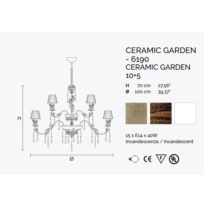 Итальянская люстра CERAMIC GARDEN 10/5 фабрики MASIERO