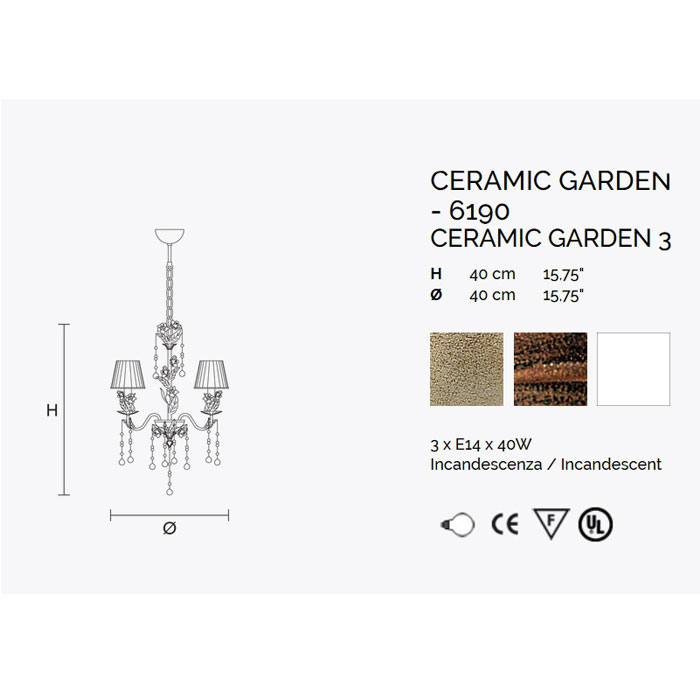 Итальянская люстра CERAMIC GARDEN 3 фабрики MASIERO