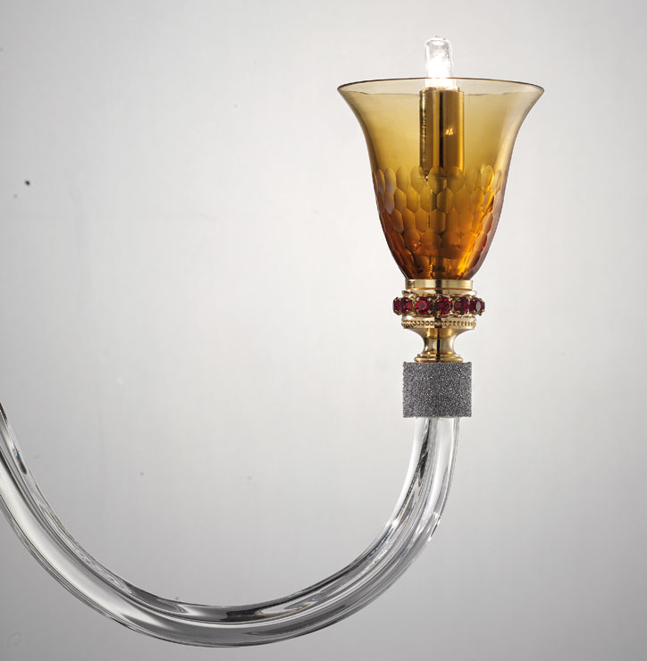 Итальянская люстра CLAIRE L6+6/Amber фабрики EUROLUCE LAMPADARI