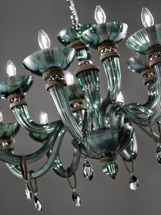 Итальянская люстра DAHLIA L8+4/Green фабрики EUROLUCE LAMPADARI