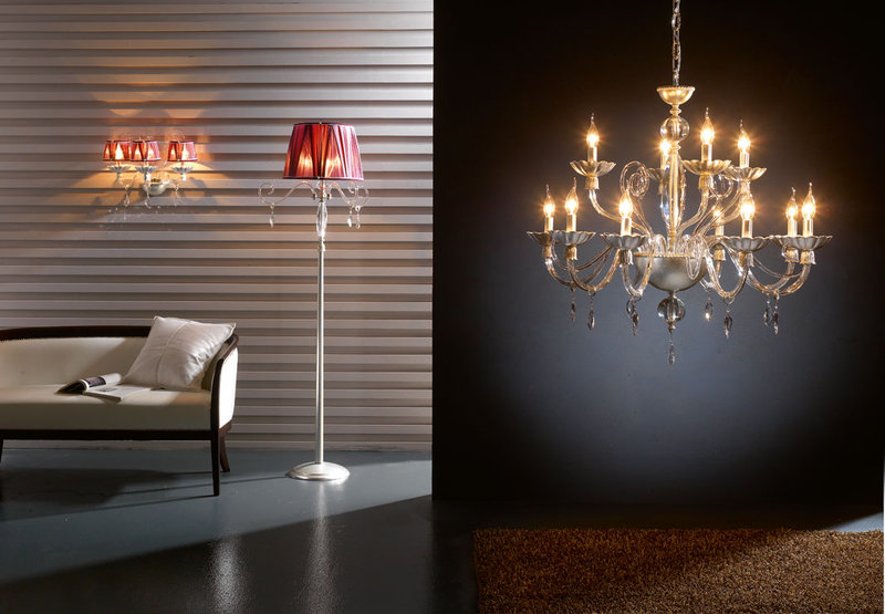 Итальянская люстра FLORENTIA L8+4/Silver фабрики EUROLUCE LAMPADARI