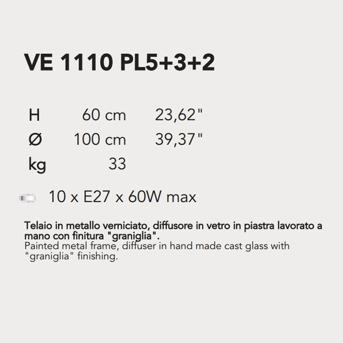 Итальянская люстра GRANIGLIA 1110/PL5+3+2 фабрики MASIERO