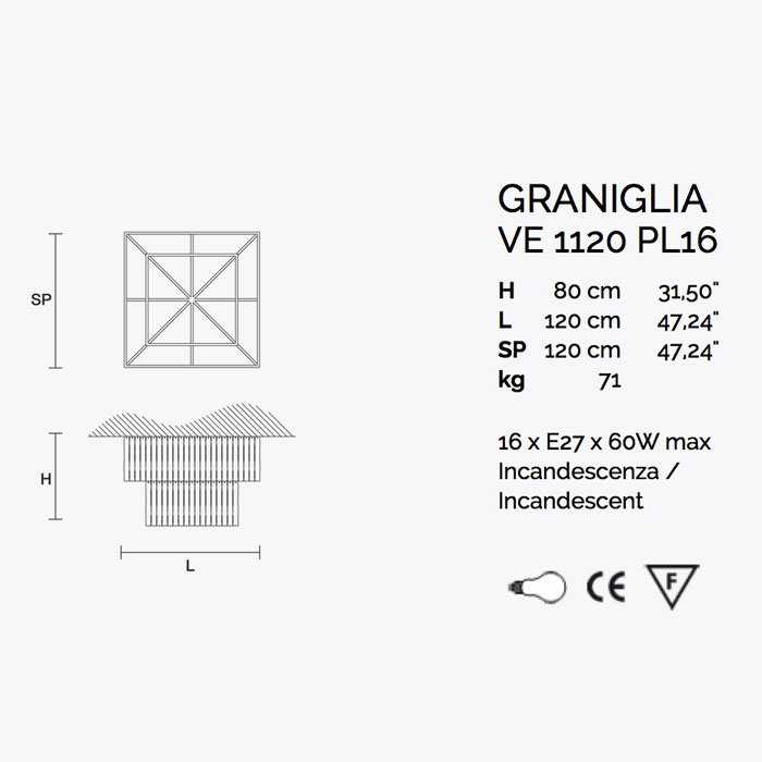 Итальянская люстра GRANIGLIA 1120/PL16 фабрики MASIERO
