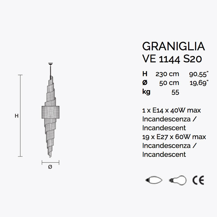 Итальянская люстра GRANIGLIA 1144/S20 фабрики MASIERO