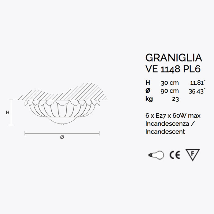 Итальянская люстра GRANIGLIA 1148/PL6 фабрики MASIERO