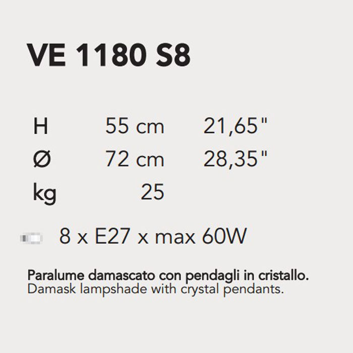 Итальянская люстра IMPERO&DECO 1180/S8 фабрики MASIERO