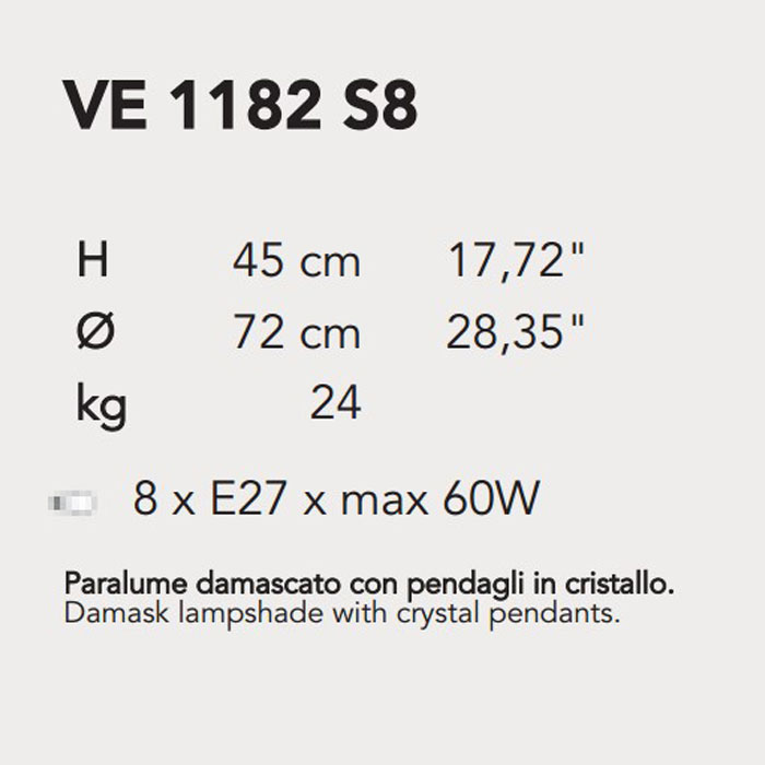 Итальянская люстра IMPERO&DECO 1182/S8 фабрики MASIERO