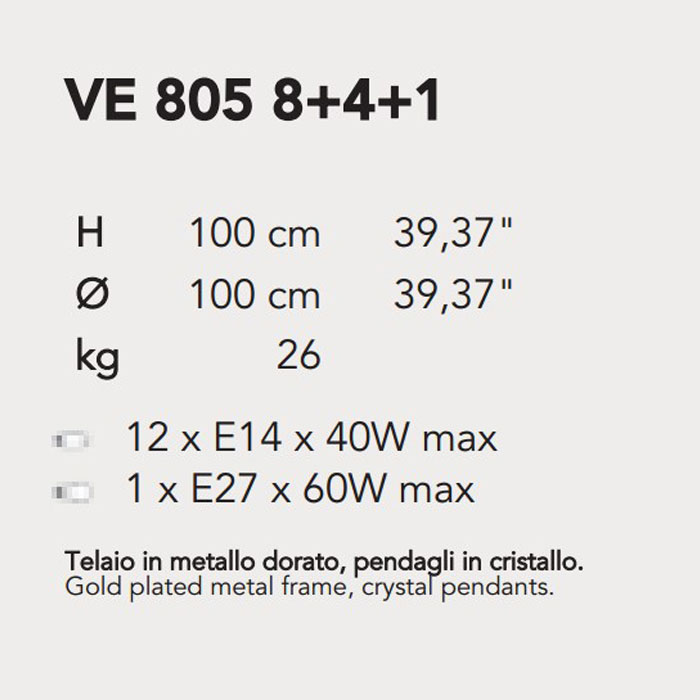 Итальянская люстра IMPERO&DECO 805/8+4+1 фабрики MASIERO