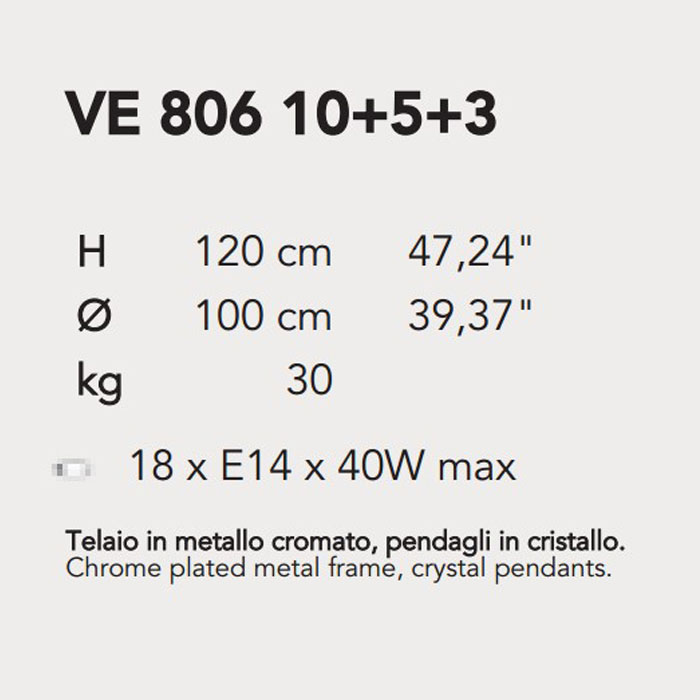 Итальянская люстра IMPERO&DECO 806/10+5+3 фабрики MASIERO