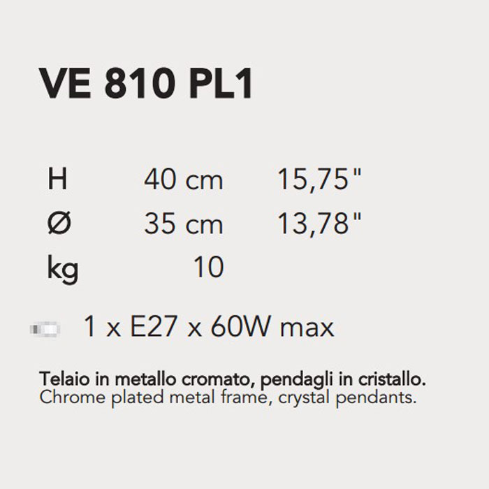 Итальянская люстра IMPERO&DECO 810/PL1 фабрики MASIERO