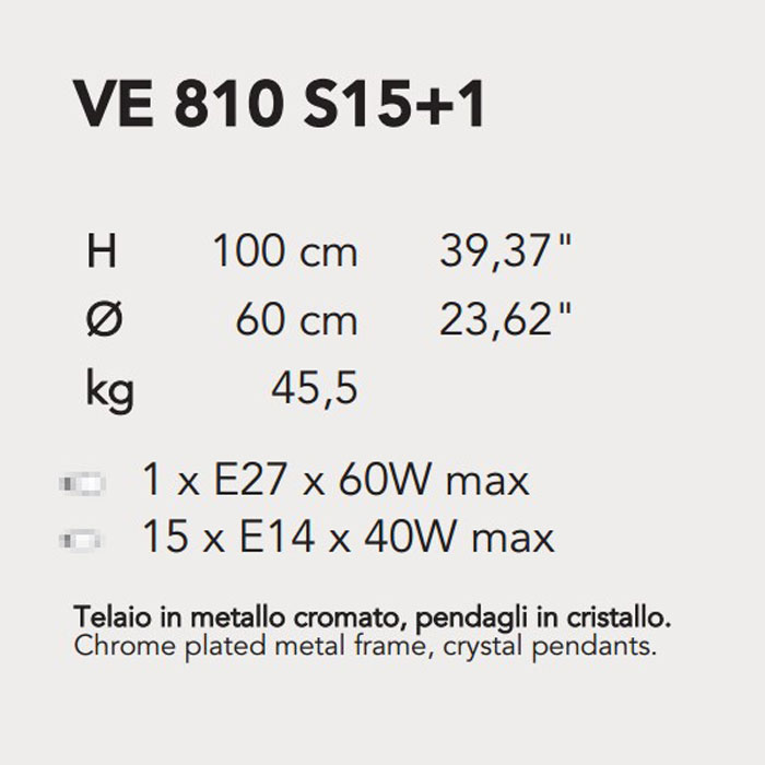 Итальянская люстра IMPERO&DECO 810/S15+1 фабрики MASIERO