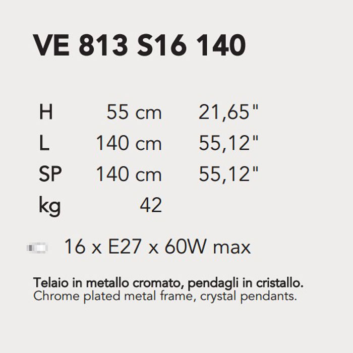 Итальянская люстра IMPERO&DECO 813/S16/140 фабрики MASIERO