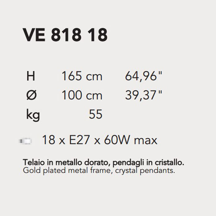 Итальянская люстра IMPERO&DECO 818/18 фабрики MASIERO