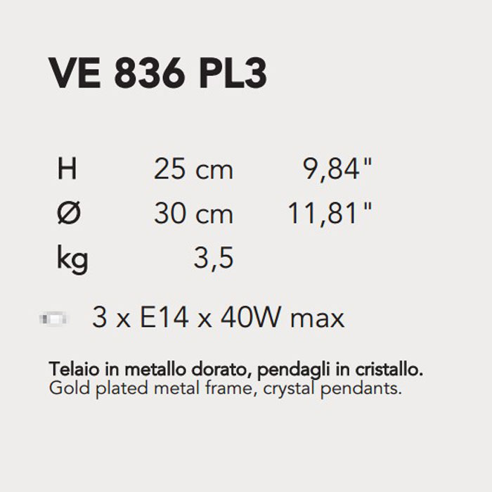 Итальянская люстра IMPERO&DECO 836/PL3 фабрики MASIERO