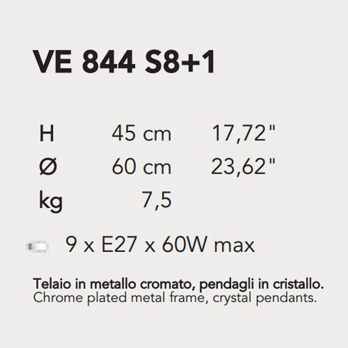 Итальянская люстра IMPERO&DECO 844/S8+1 фабрики MASIERO