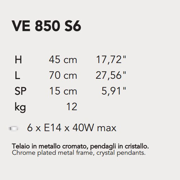 Итальянская люстра IMPERO&DECO 850/S6 фабрики MASIERO