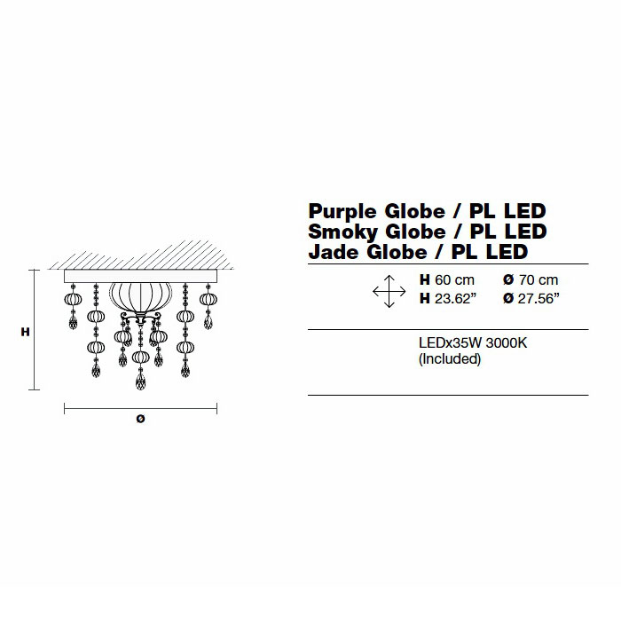 Итальянская люстра Jade Globe/PL LED фабрики MASIERO