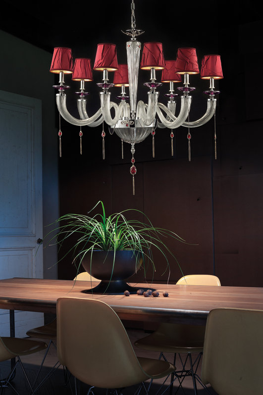 Итальянская люстра JULIENNE Clear shade L8 / Bordeaux - Chrome фабрики EUROLUCE LAMPADARI