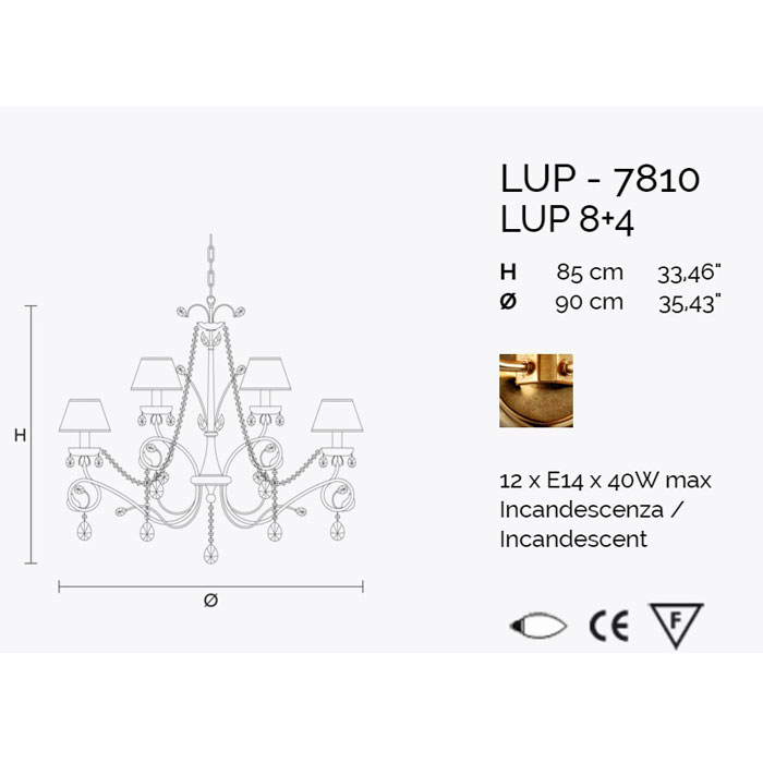 Итальянская люстра LUP 8/4 фабрики MASIERO