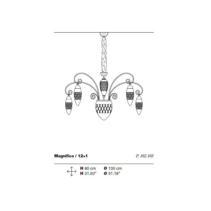 Итальянская люстра MAGNIFICA 12+1 фабрики MASIERO