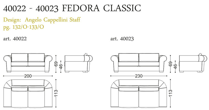 Итальянская мягкая мебель Opera Fedora Classic фабрики Angelo Cappellini