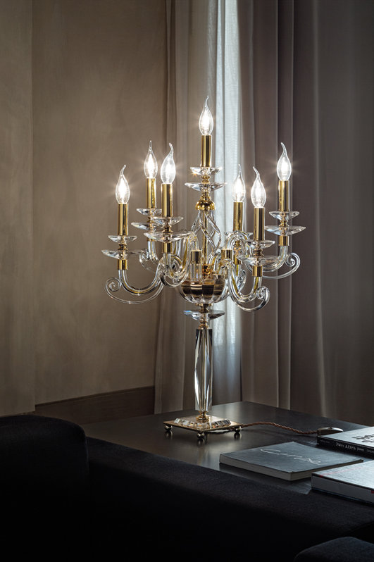 Итальянская настольная лампа ALICANTE F6+1/Gold фабрики EUROLUCE LAMPADARI