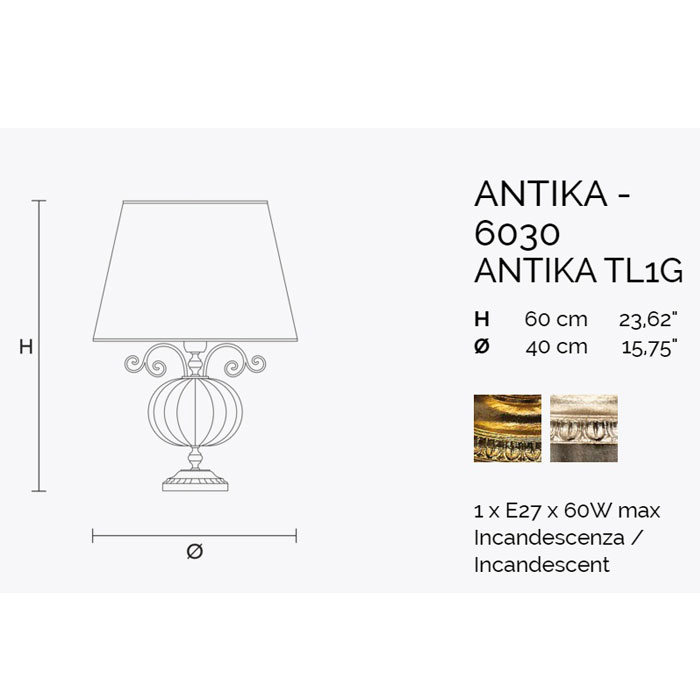 Итальянская настольная лампа ANTIKA TL1 G Amber-Gold фабрики MASIERO