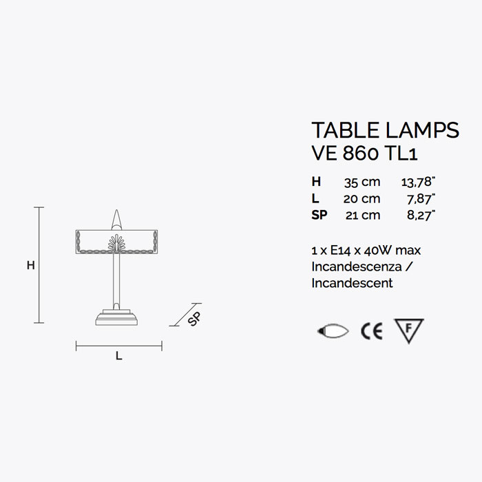 Итальянская настольная лампа 860/TL1 фабрики MASIERO