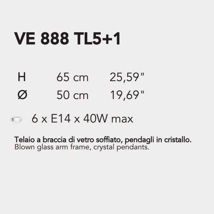 Итальянская настольная лампа 888/TL5+1 фабрики MASIERO