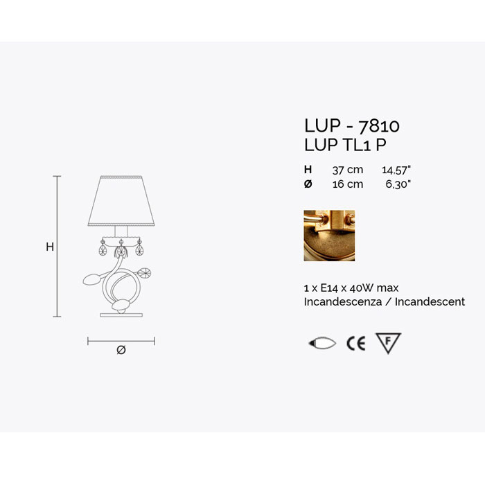 Итальянская настольная лампа LUP TL1 P фабрики MASIERO