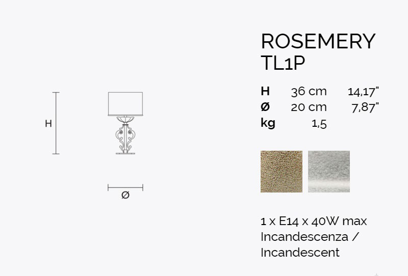 Итальянская настольная лампа ROSEMERY TL1 P фабрики MASIERO