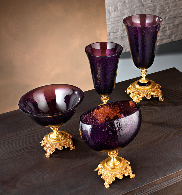 Итальянская ваза BAROCCO Elliptical tray/Violet-Gold фабрики EUROLUCE LAMPADARI