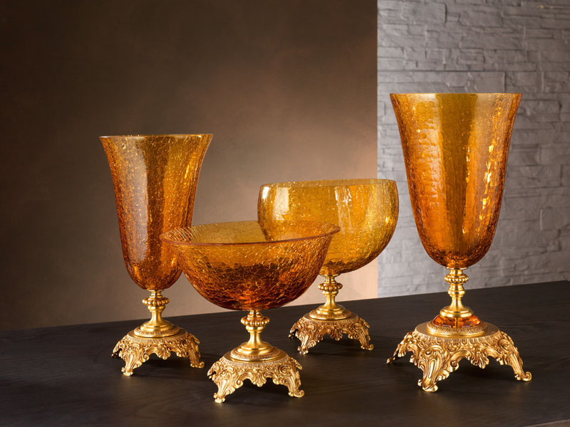 Итальянская ваза BAROCCO Small vase/Amber-Gold фабрики EUROLUCE LAMPADARI